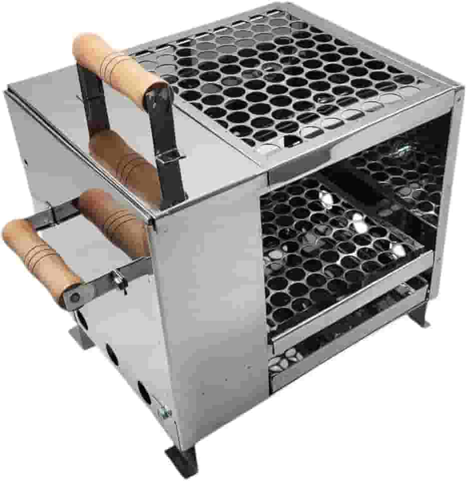 Churrasqueira para Apartamento Ecológica sem Fumaça Pequena Aço Inox 430 Com 2 Grelhas