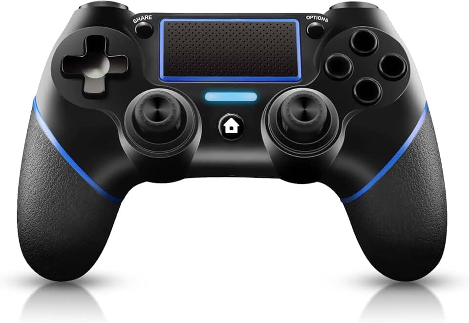 Controle Sem Fio PS4 para PlayStation 4/Pro/Slim/PC Laptop, Joypad Profissional PS4, Painel de Toque com Vibração Dupla, Modo Instantâneo para Compartilhar Joystick (Azul)