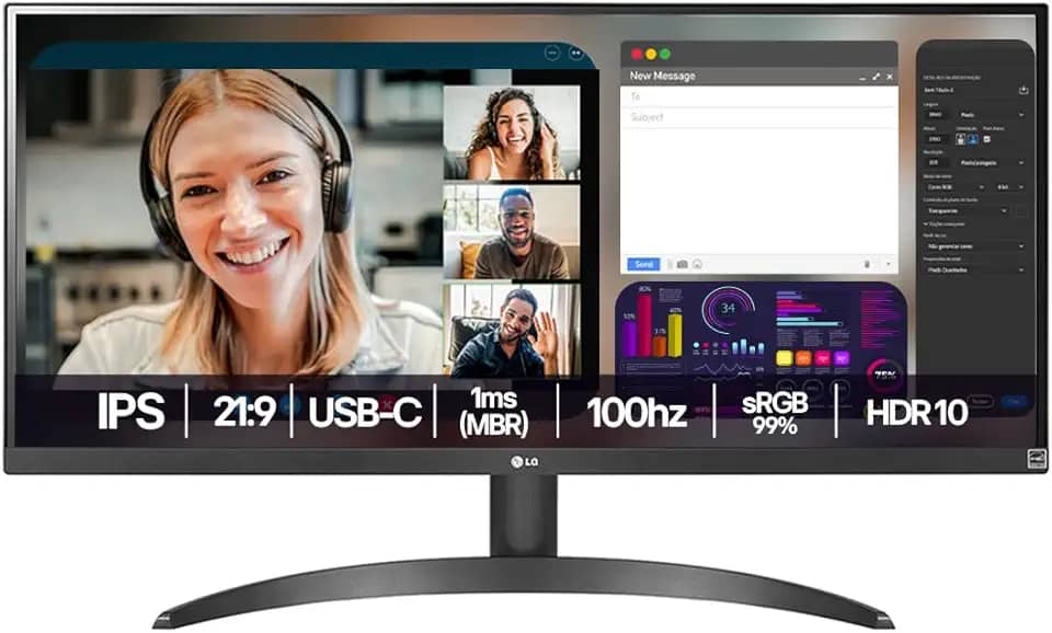 Monitor LG UltraWide™ - Tela IPS de 29', 21:9, HDR10, sRGB 99%, 100Hz - 29WQ500