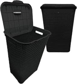 Cesto De Roupa Suja 72 Litros Resistente Lavanderia Com Tampa Organizador Roupas Lavanderia Banheiro (PRETO)