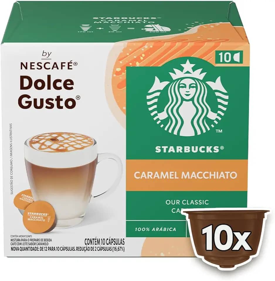 Café com Leite em Cápsula Caramel Macchiato Starbucks Caixa 106,5g 10 Unidades