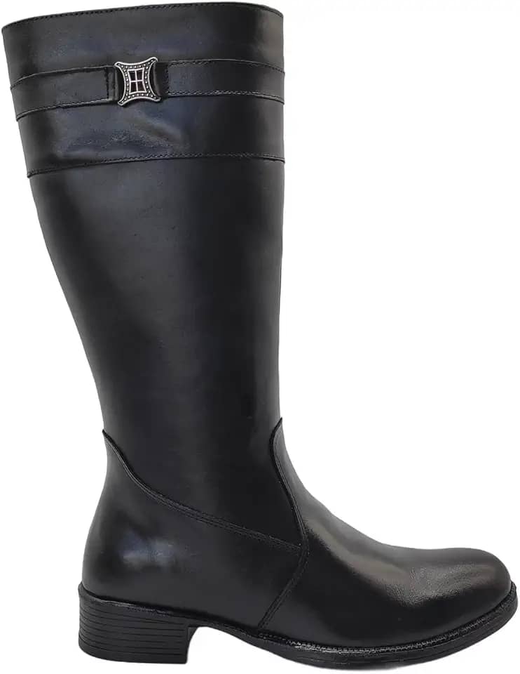 Bota Feminina Montaria Preto Cano Longo em Couro 137