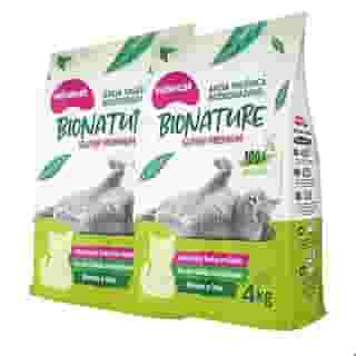Kit 2 Areia Higiênica Biodegradável 4kg Para Gatos Sanitária BioNature Super Premium Mandioca Natural