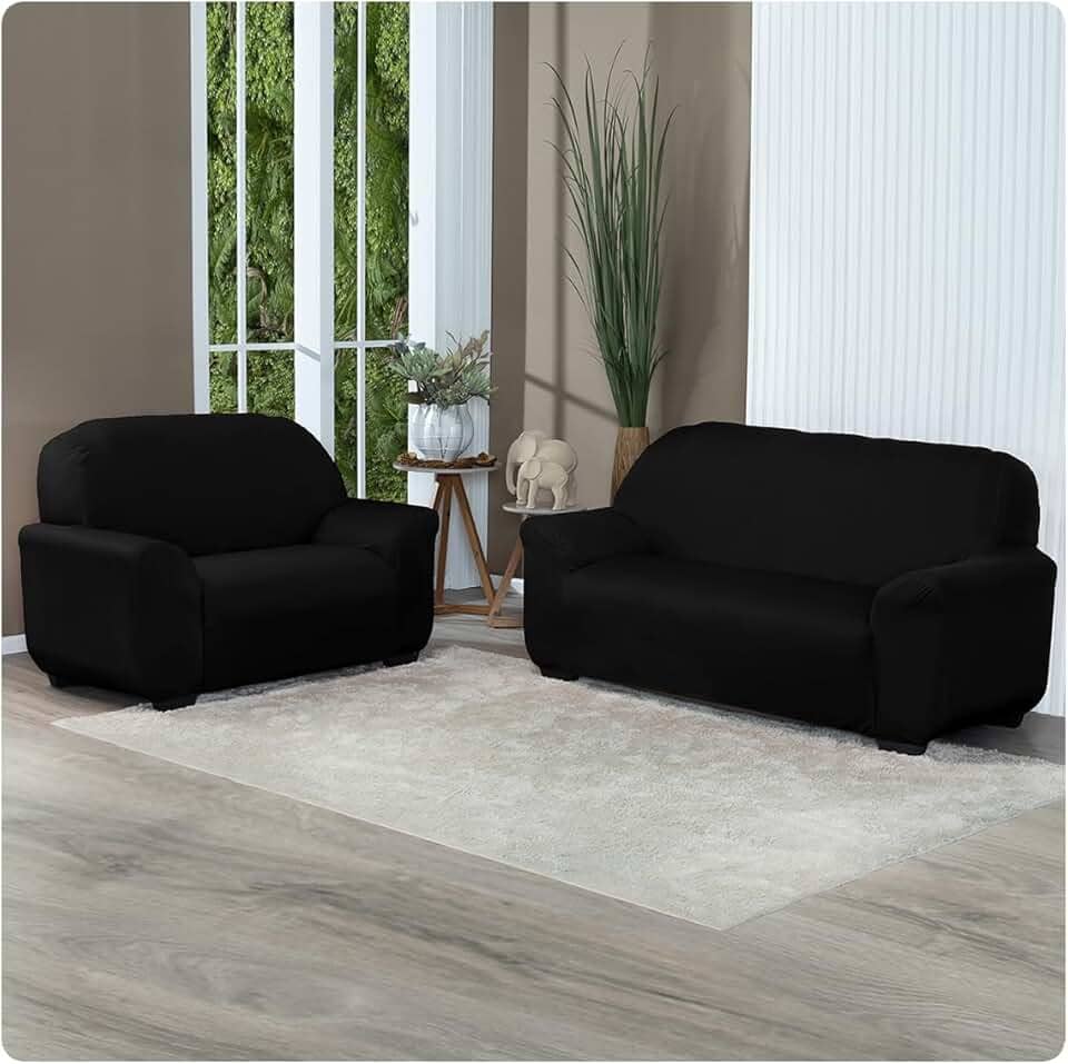 Capa Para Sofá Grossa em Malha Gel 2 e 3 Lugares Cores Diversas (Preto)