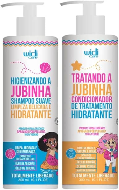 Widi Care Jubinha Kit Infantil, Shampoo e Condicionador Hidratante, 300ml Cada