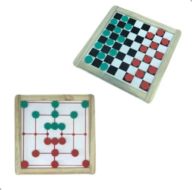 Jogo de Damas e Trilha no Mesmo Tabuleiro, Diversão Dupla, Estratégia para Todas as Idades, Tabuleiro Durável e Peças em E.V.A, Ideal para Família e Amigos, 2 em 1 Clássico Escritex