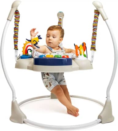 Clingo Jumper Interativo para Bebês com 9 Atividades, Assento Giratório 360°, Altura Ajustável