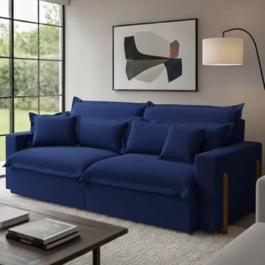 Sofá Retrátil e Reclinável Dubai com Molas Ensacadas, 2,10m. (Azul)