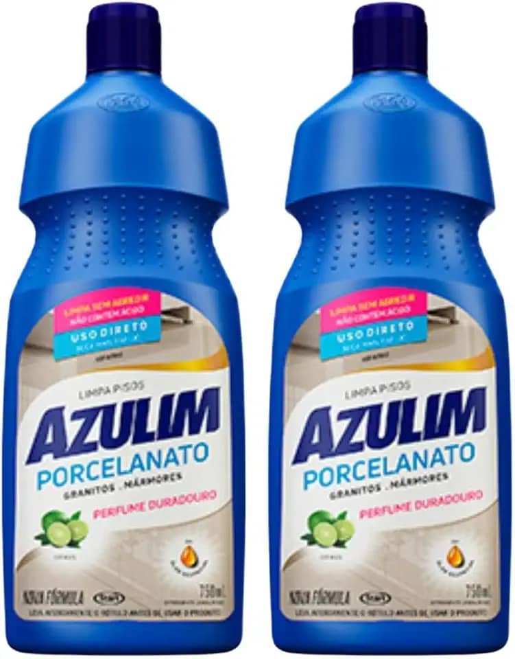 Kit com 2 Limpa Porcelanatos Azulim Citrus 750ml, Limpeza Eficiente e Aroma Cítrico
