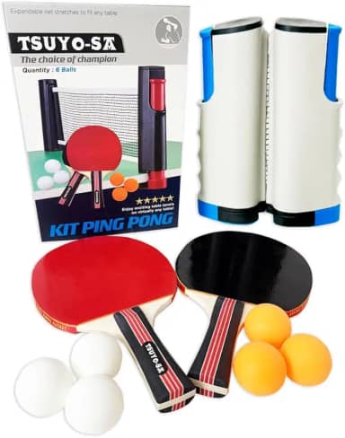 Kit Ping Pong Profissional 6 Bolas 2 Raquetes Rede Retrátil