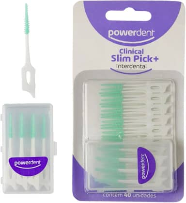 Escova Interdental Powerdent Slim Pick+ com estojo - 40 un