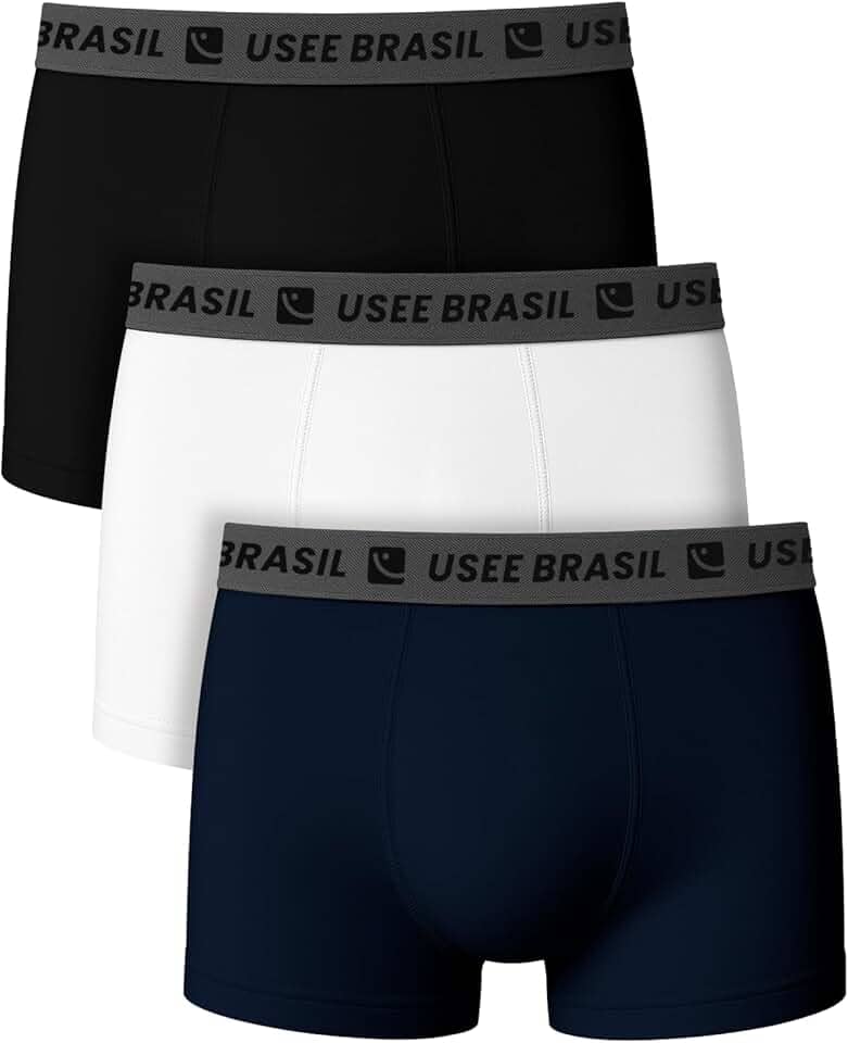 Kit com 3 Cuecas Boxer Algodão Masculina Usee Brasil Premium