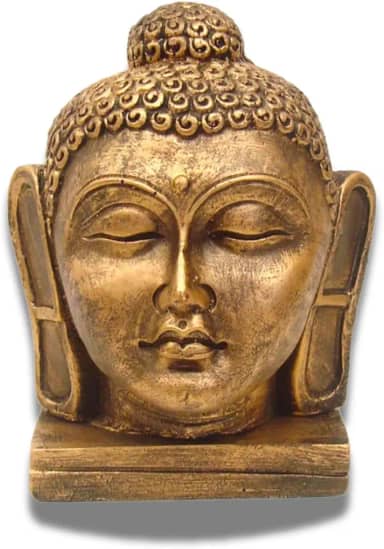 Escultura Cabeça Buda Hindu GR Resina Arte Decorativa 16.5cm
