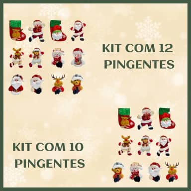 Kit 12 Pendentes Pelúcia Enfeite Árvore De Natal Papai Noel Grande 16cm Decoração LuvinCo