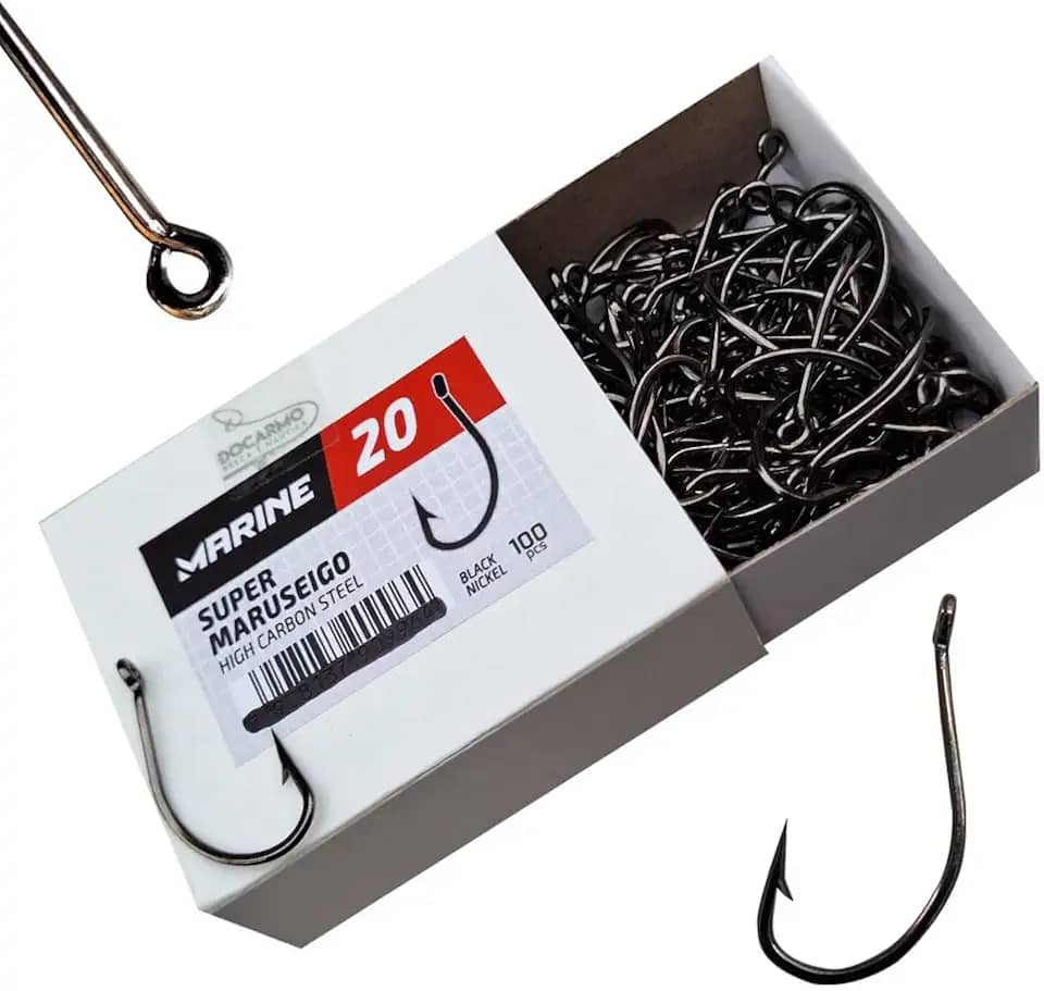 100 Anzol de Pesca Preto Marine Sport Super Maruseigo N°20