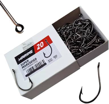 100 Anzol de Pesca Preto Marine Sport Super Maruseigo N°20