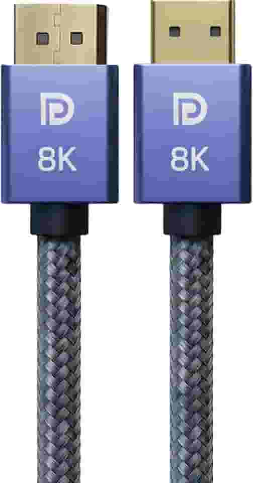 Cabo DisplayPort 1.4 8K Ultra Resistente 1,5M Blindado Trançado, 32.4Gbps, Freesync/Gsync 1080P@240Hz, 2K@165Hz, 4K@144Hz, 8K@60Hz, Conector Ouro 24K, Compatível Projetor, PC, TV, Games