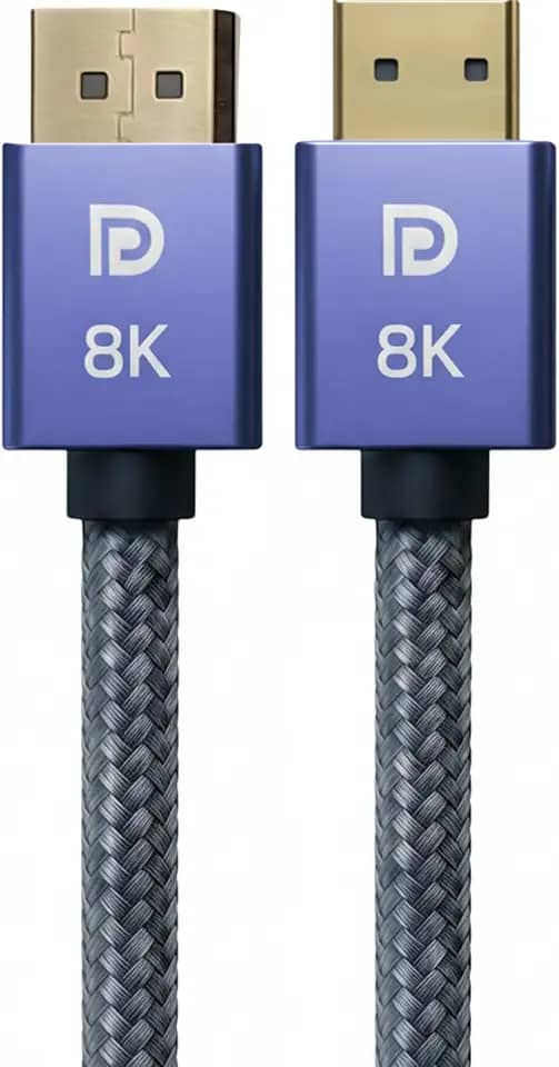 Cabo DisplayPort 1.4 8K Ultra Resistente 1,5M Blindado Trançado, 32.4Gbps, Freesync/Gsync 1080P@240Hz, 2K@165Hz, 4K@144Hz, 8K@60Hz, Conector Ouro 24K, Compatível Projetor, PC, TV, Games
