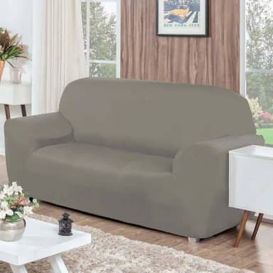 Capa de Sofá 3 Lugares com Elástico Agarradinha em Tecido Malha Gel Cores Alegres (Cinza)