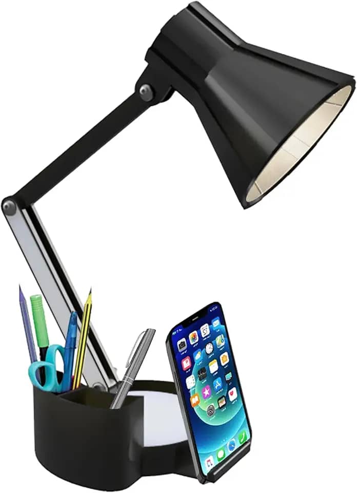 Luminária Articulada de mesa estudo: Modelo Porta Lápis, Caneta E Suporte Celular