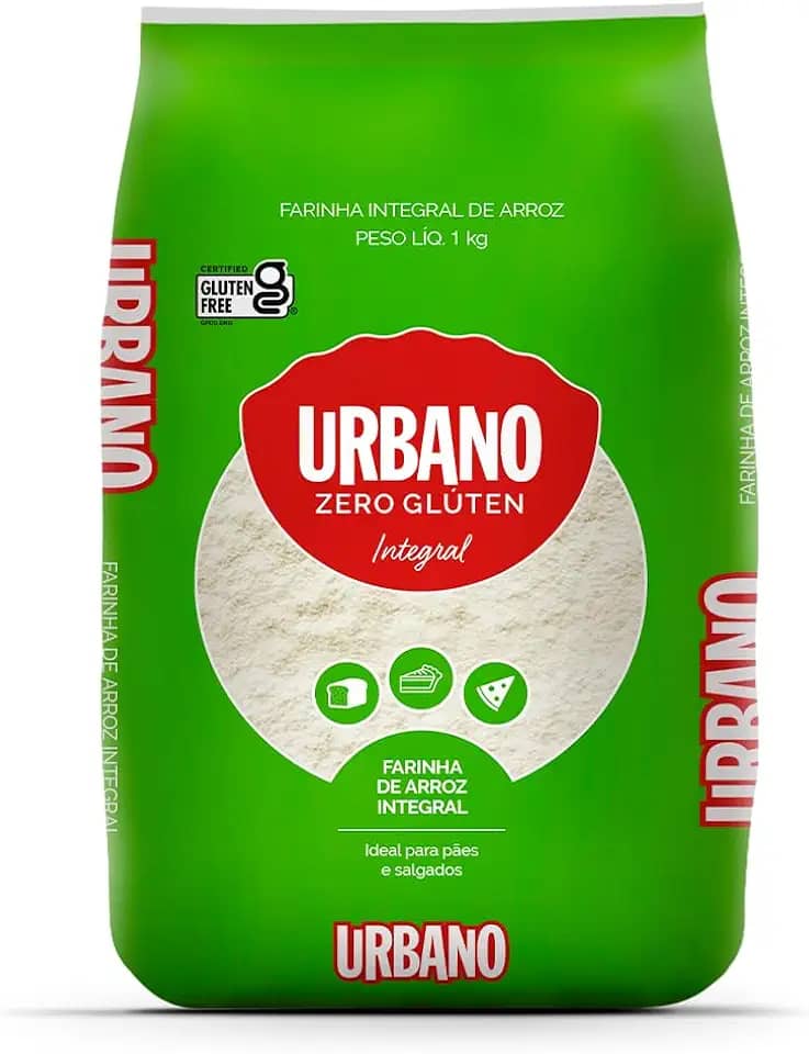 Urbano, Farinha de Arroz Integral, Zero Glúten - 1kg