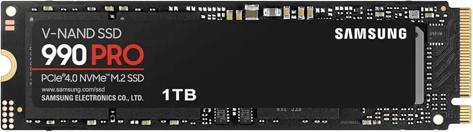 Samsung 990 PRO 1TB PCIe Gen 4.0 x4 (taxa de transferência máxima 7.450MB/s) NVMe M.2 (2280) SSD interno MZ-V9P1T0B-IT/EC
