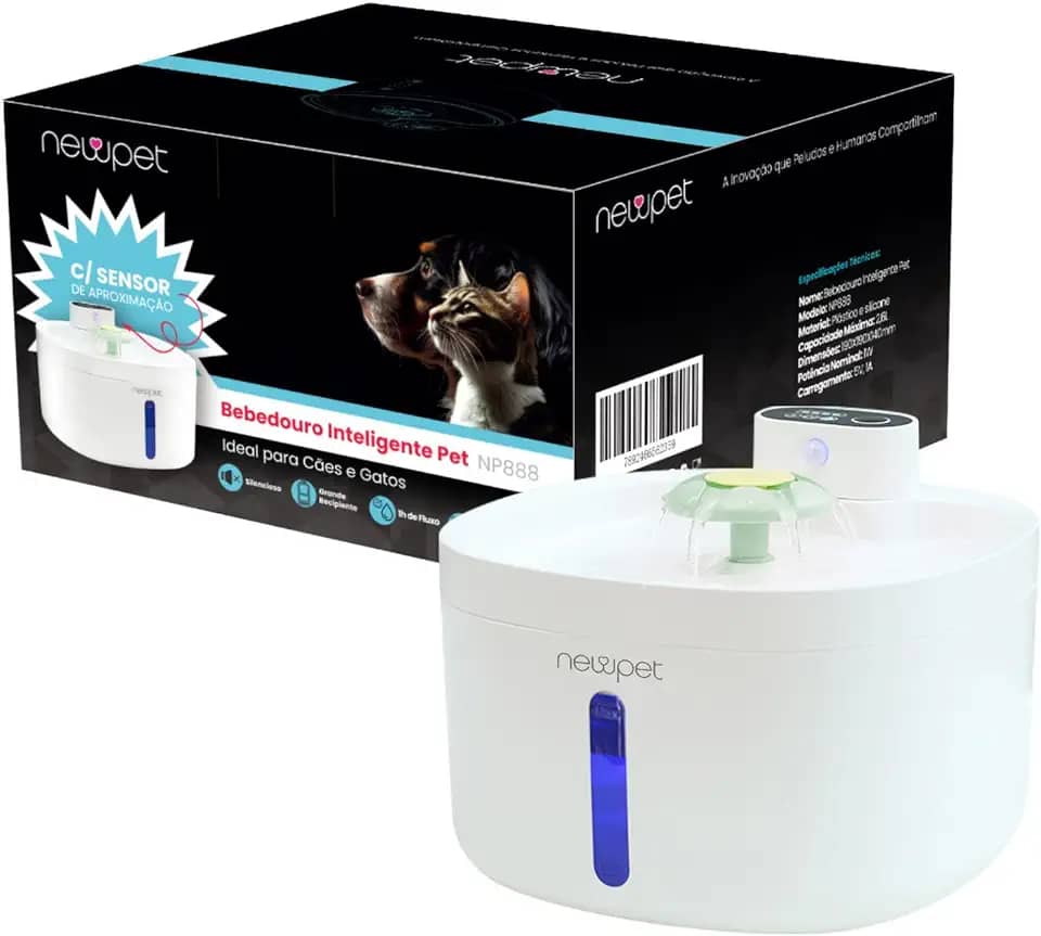 2.6L Fonte de água para gatos, Sensor sem fio USB Fonte de água Automática para Gatos e Vários Animais de Estimação, Operada sem Fio