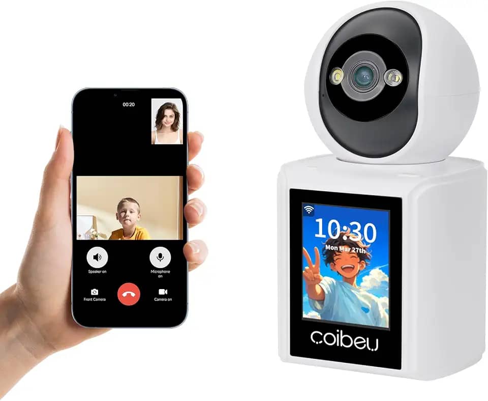 Camera de Segurança Wifi, Baba Eletronica, Camera de Segurança com Tela, Detecção de Movimento, Push de Alerta via Aplicativo, Áudio Bidirecional, Visão Noturna Infravermelha, WKTY001