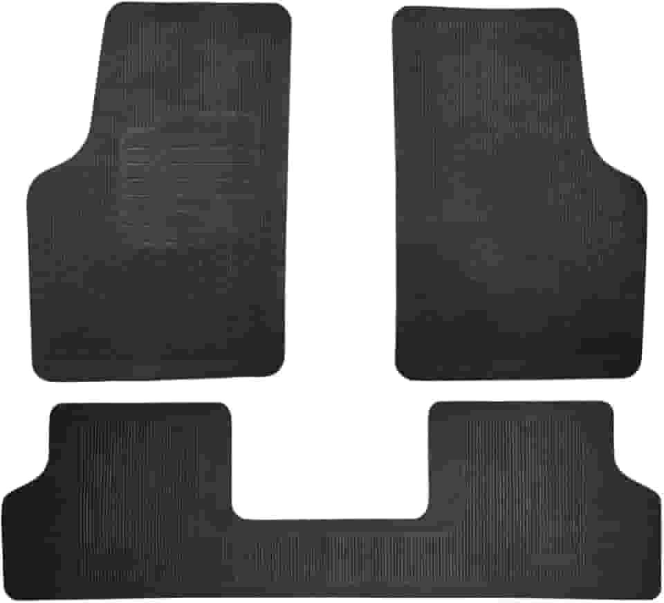 Tapete Borracha Automotivo Universal Para Carro Com Traseira inteiriça Jogo com 3 peças-Preto