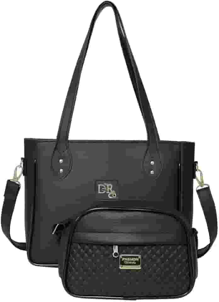 Bolsa Feminina em Couro Ecológico | Media com Alça Transversal + Pequena Multifuncional | kit 2 Moderno e Versátil para Dia a Dia