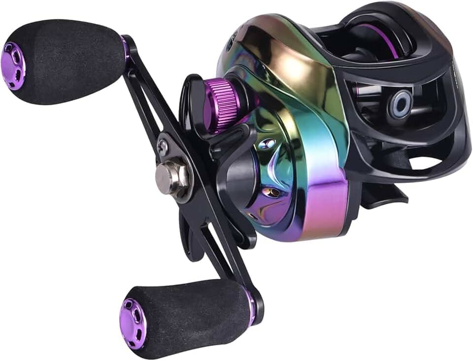 Carretilha de pesca Sougayilang Baitcasting com 9 + 1 rolamentos anti-reverso, relação de transmissão de alta velocidade 8,1:1