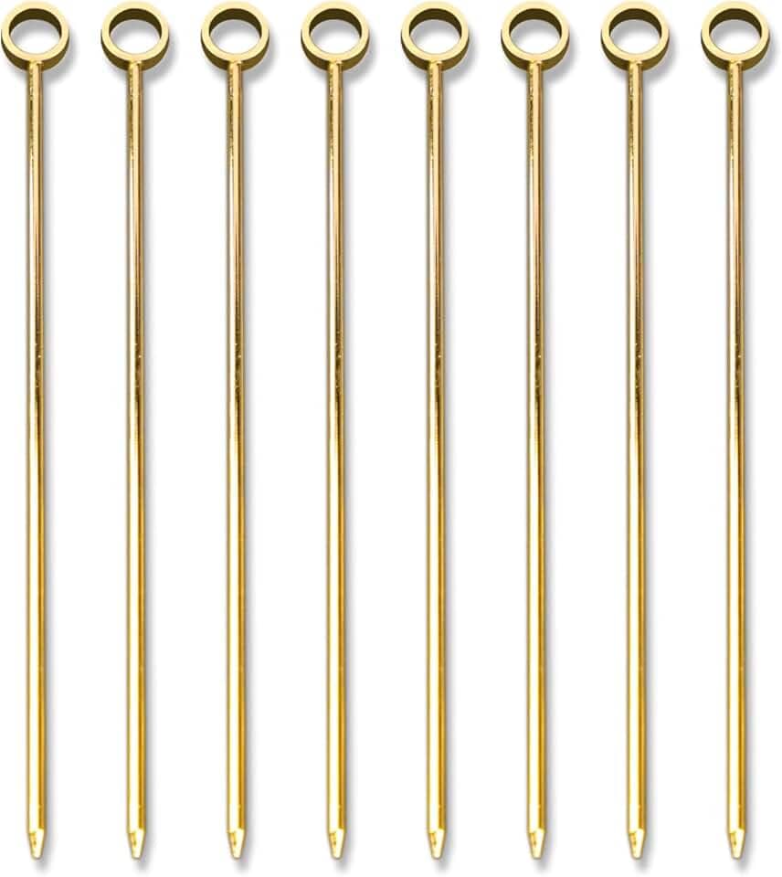 PuTwo Picaretas de Martini de aço inoxidável, pacote com 10 cm de ouro