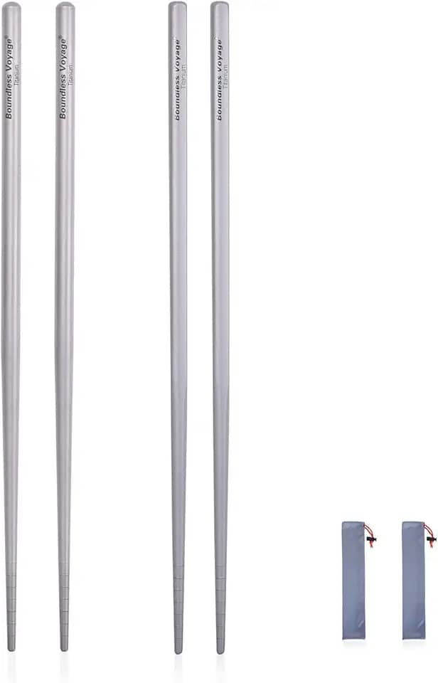 iBasingo Batons de titânio quadrados redondos à prova de escorregões para acampamento ao ar livre, talheres de piquenique, pratos ultraleves 12,5 g, Square & round- Ti1566I