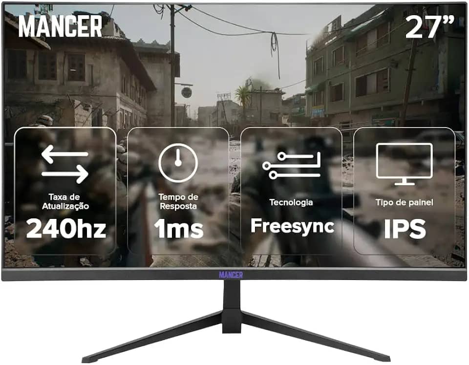 Monitor Gamer | Mancer | Valak VX240L | 27' IPS Curvo, FHD, 240Hz, 1ms, FreeSync | Preto | MCR-VX240L-BL01