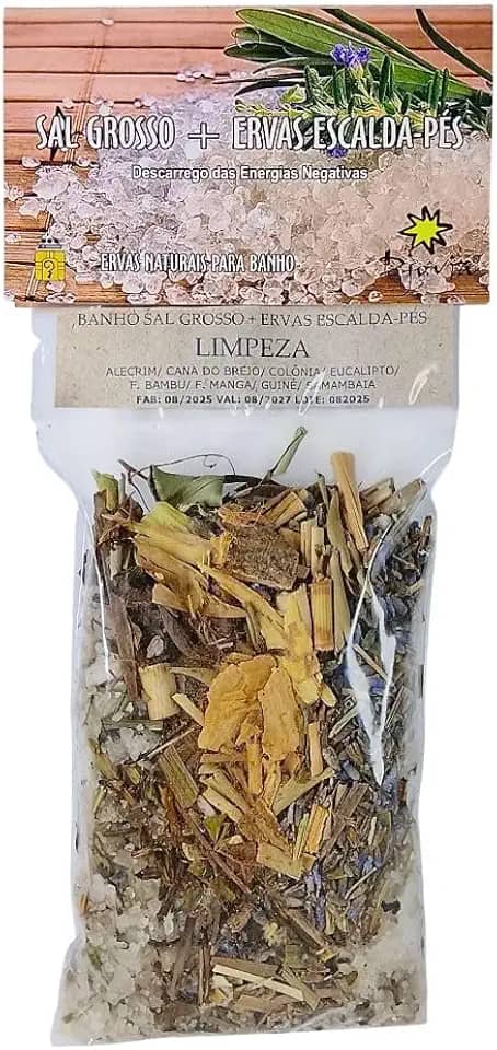 Banho Sal Grosso + Ervas Escalda Pés Limpeza Emb.180g