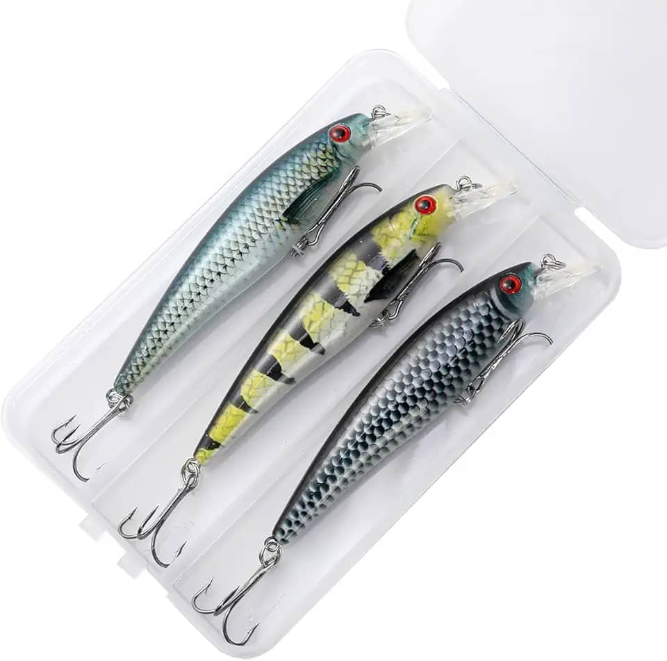 Kit 3 Iscas Artificiais Minnow Meia Água Para Tucunaré Traíra Dourado Robalo Black Bass