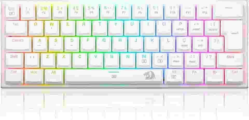 TECLADO MECANICO GAMER REDRAGON ANIVIA BRANCO RGB COM SWITCH MARROM ABNT-2