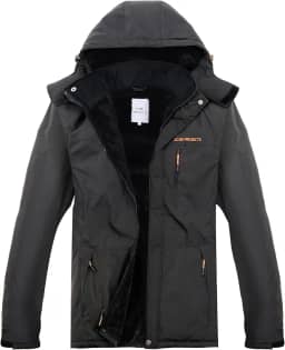 Jaqueta masculina impermeável respirável para esqui e neve, forrada com lã, casaco quente de inverno com capuz removível 6000 mm/3000 g