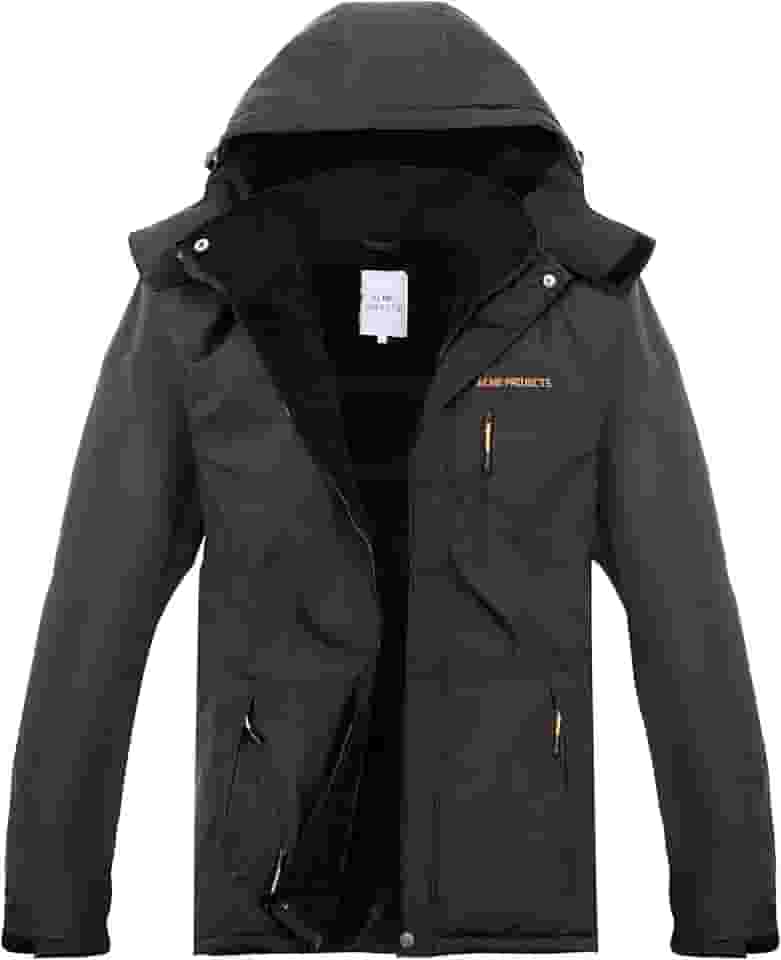 Jaqueta masculina impermeável respirável para esqui e neve, forrada com lã, casaco quente de inverno com capuz removível 6000 mm/3000 g