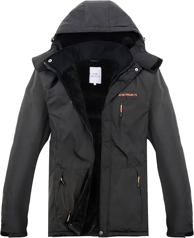 Jaqueta masculina impermeável respirável para esqui e neve, forrada com lã, casaco quente de inverno com capuz removível 6000 mm/3000 g