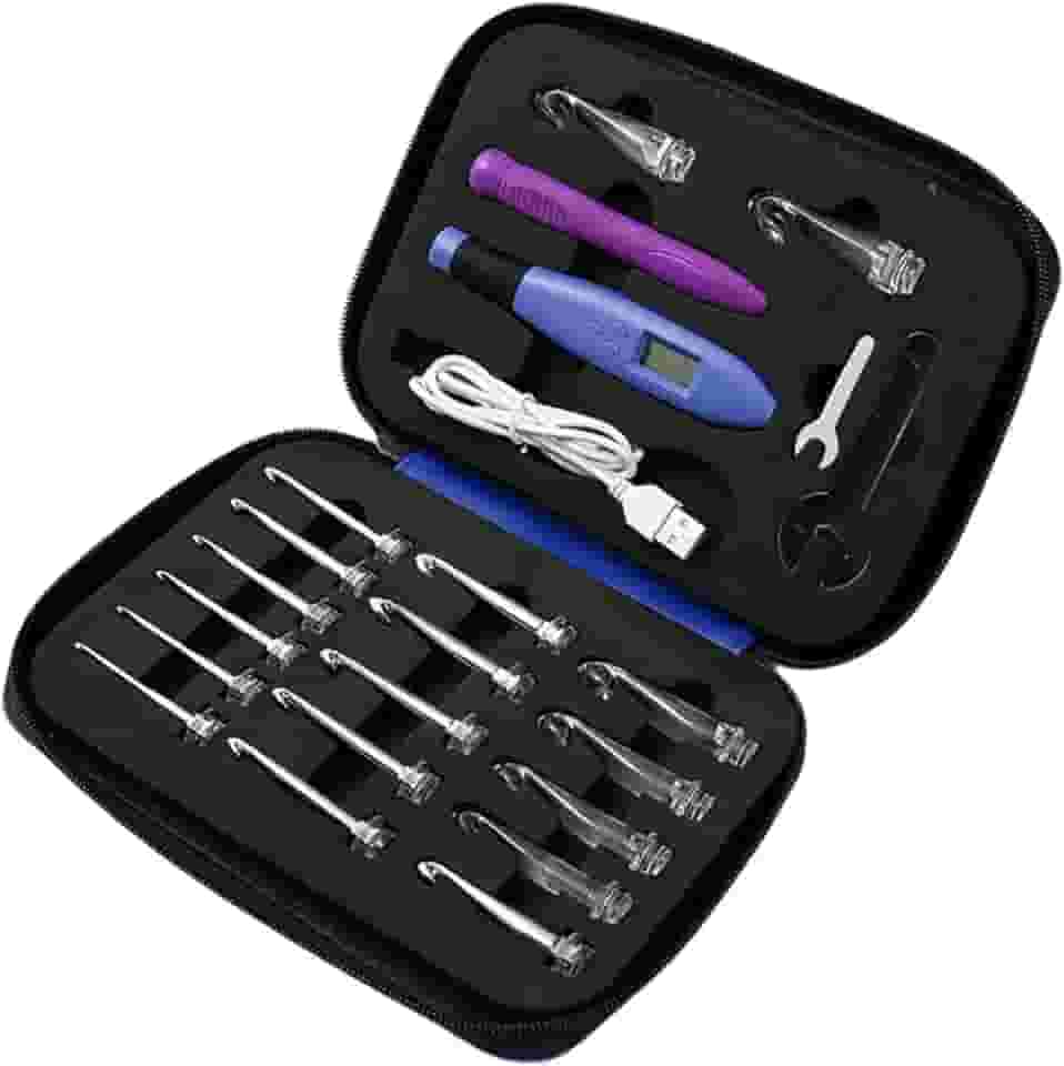 Agulha de Croche, Crochet com Luzes de Led, Kit Crochet, Kit Crochê, Crochet Kit, Kit Agulha de Croche, kit de Croche, Kit Crochê, 18 Tamanhos 2~14 mm