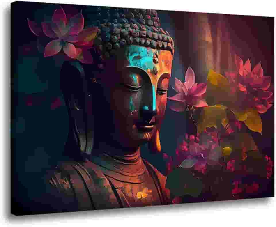 Quadro Decorativo Grande Colorido Buda Para Sala Quarto Hall 60x90