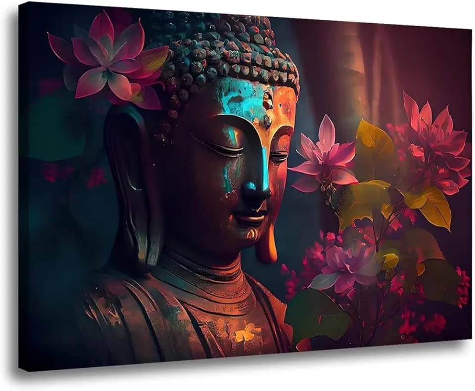 Quadro Decorativo Grande Colorido Buda Para Sala Quarto Hall 60x90