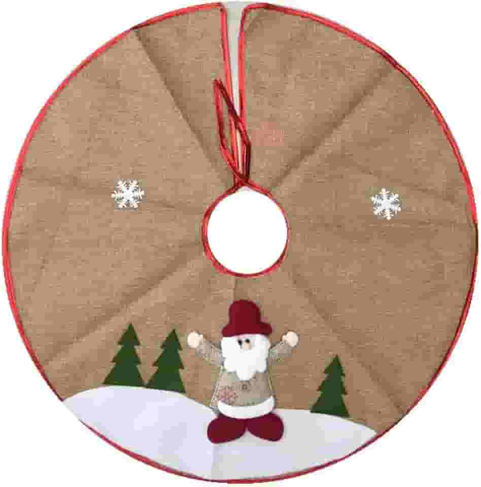 Saia Árvore de Natal Decorada Rústica Bege Papai Noel 60cm