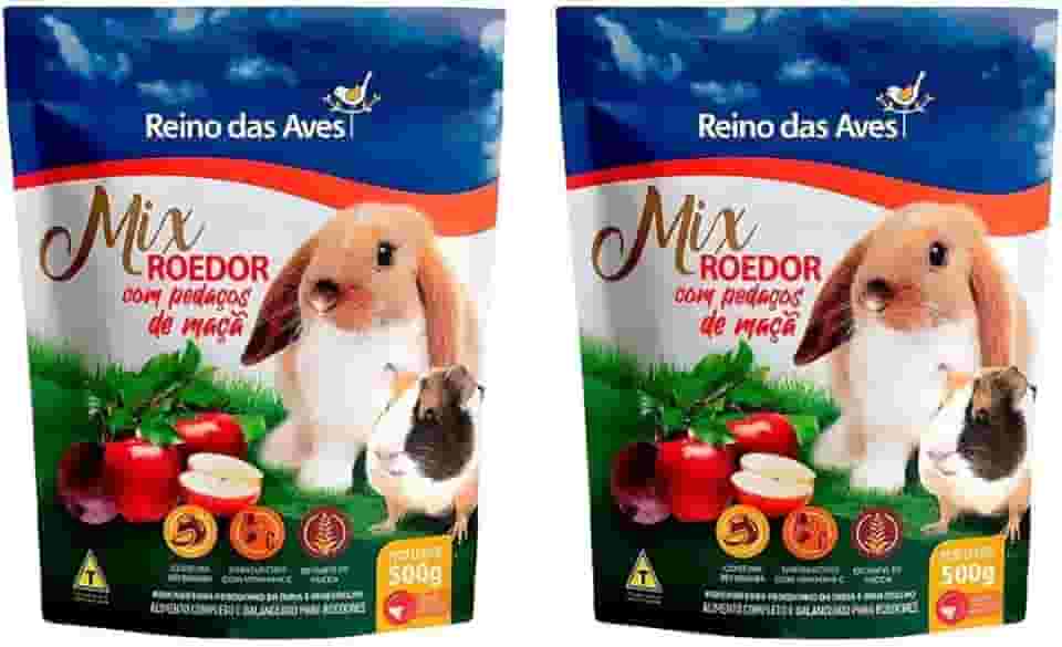 Kit Com 2 Mix Roedor Porquinho Da Índia e Mini Coelho 500g - Reino das Aves