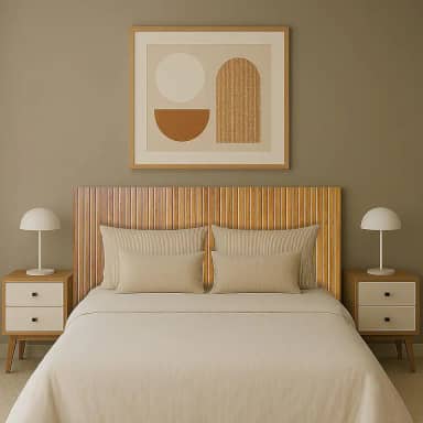 Cabeceira Casal Mdf Ripado Cor Nature 140x60cm Rustica