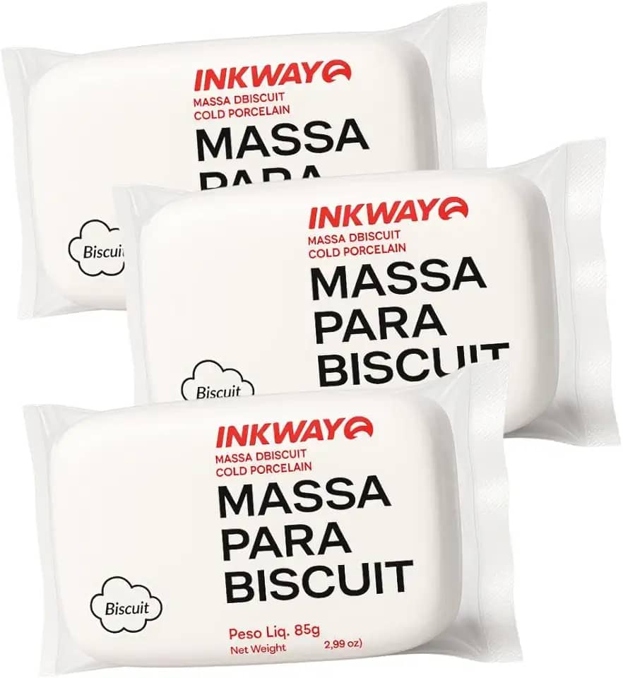 Kit 3 Massas Para Biscuit 255 Gramas Branco Para Artesanato