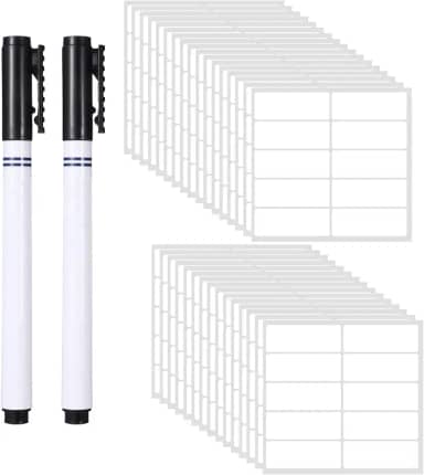 300 etiquetas de tecido, 2 etiquetas de roupas sem passar a ferro, laváveis, autoadesivas, com 2 marcadores permanentes de tecido, etiquetas de nome à prova d'água para casa de repouso, escola, creche