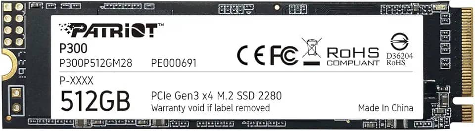 SSD PATRIOT P300 512GB M.2 2280 NVMe PCIE GEN3 x4 - P300P512GM28