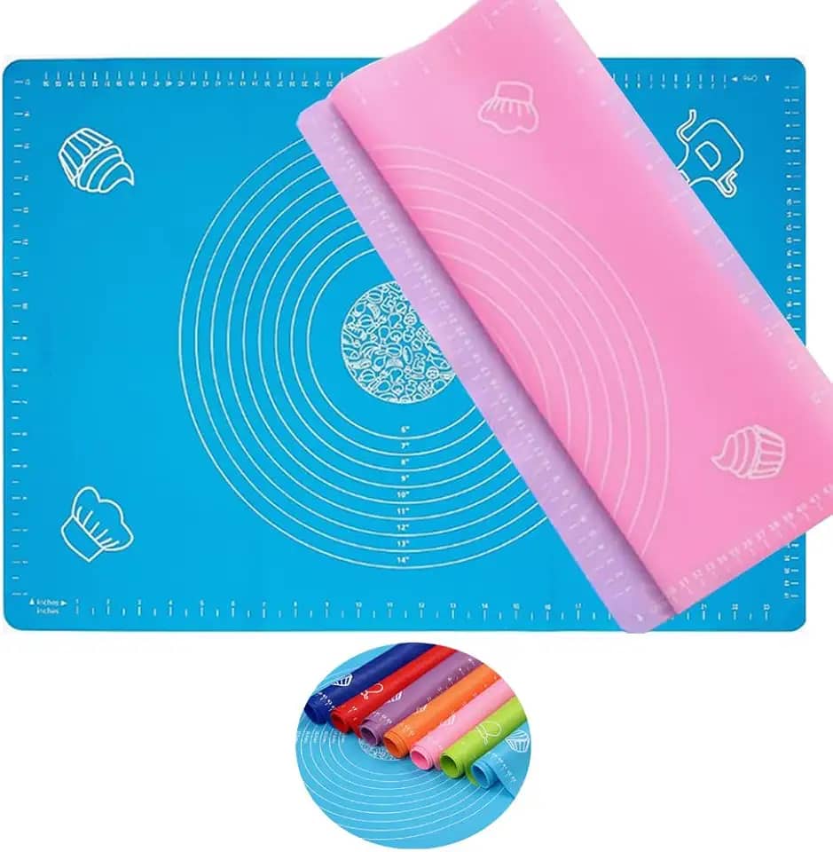 Combo Kit 2 Tapetes Culinários Silicone 50x40 cm Antiaderente com medidas (CORES SORTIDAS) - ROCCAMARE